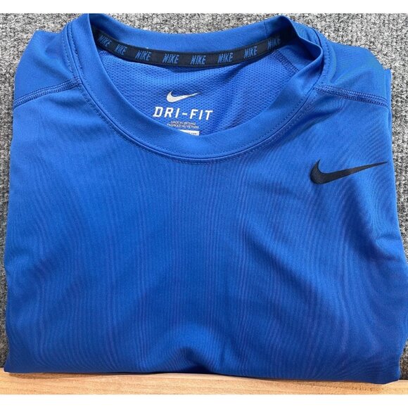Nike Dri-Fit Blue Long-Sleeve Athletic Shirt Mens Medium Football Comfort cool - Picture 6 of 6